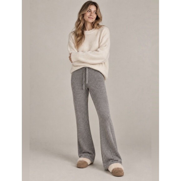 Barefoot Dreams Pants - Barefoot Dreams CozyChic LiteStyle 481 Gray Flare Casual Lounge Pants Large
